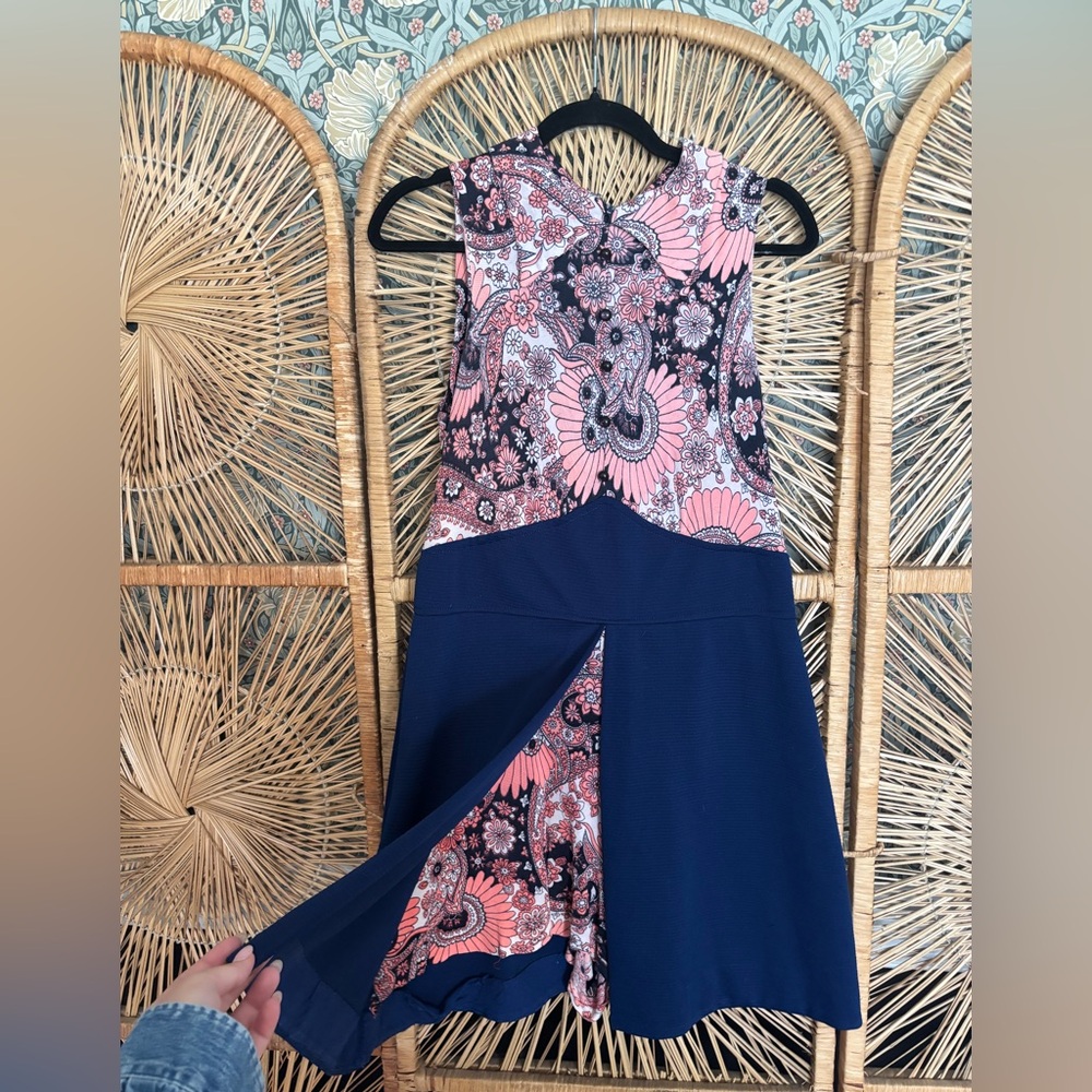 Vintage 1970s romper Print Pink & Navy - Picture 2 of 3